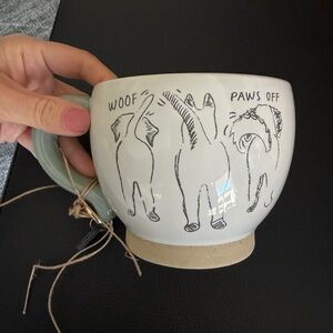 ☀️🌴Mud Pie Stoneware Dog Mug with Green Accent